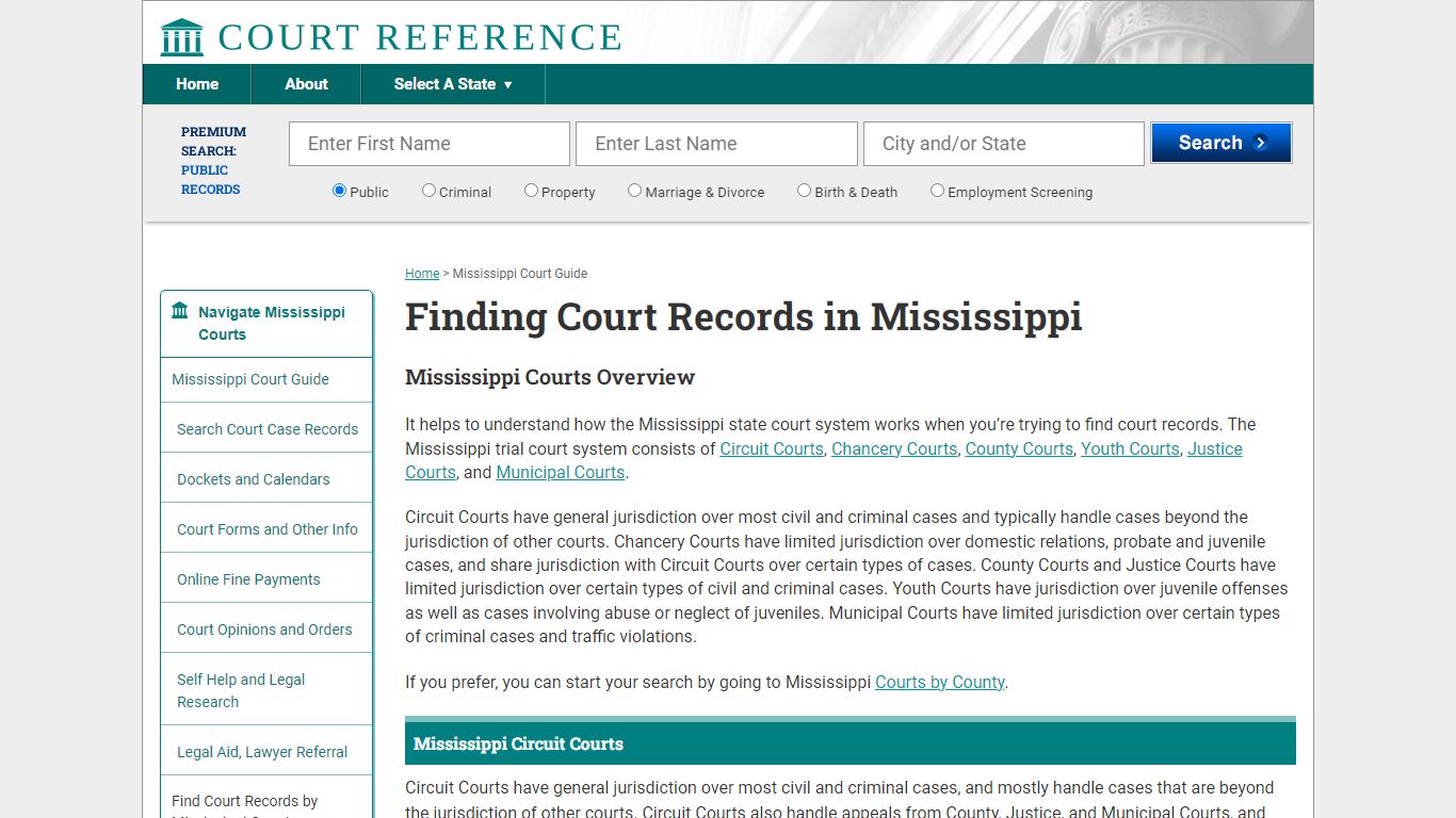 How to Find Mississippi Court Records | CourtReference.com
